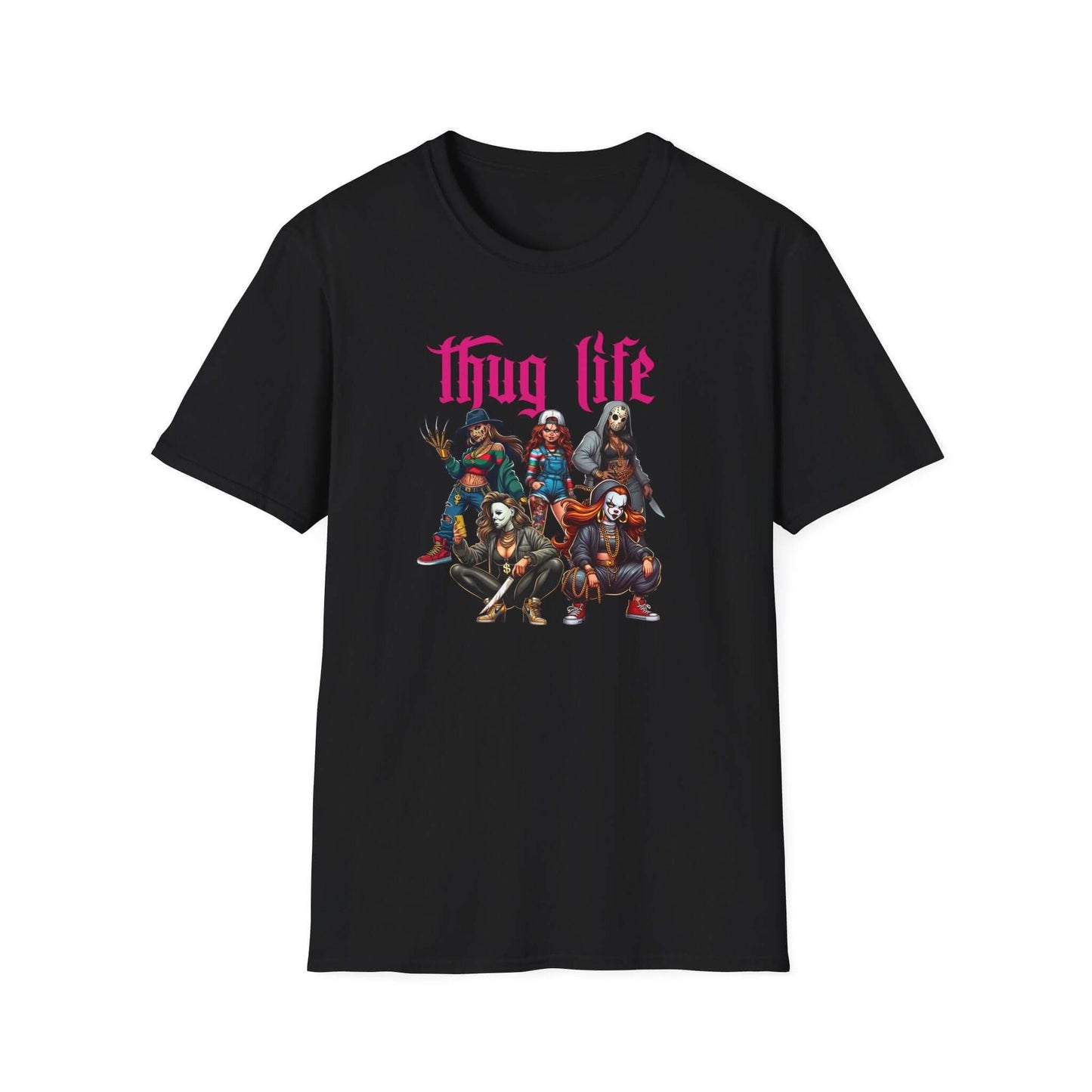 Lady Thug Life Pink Font Horror Character Unisex Softstyle T-Shirt