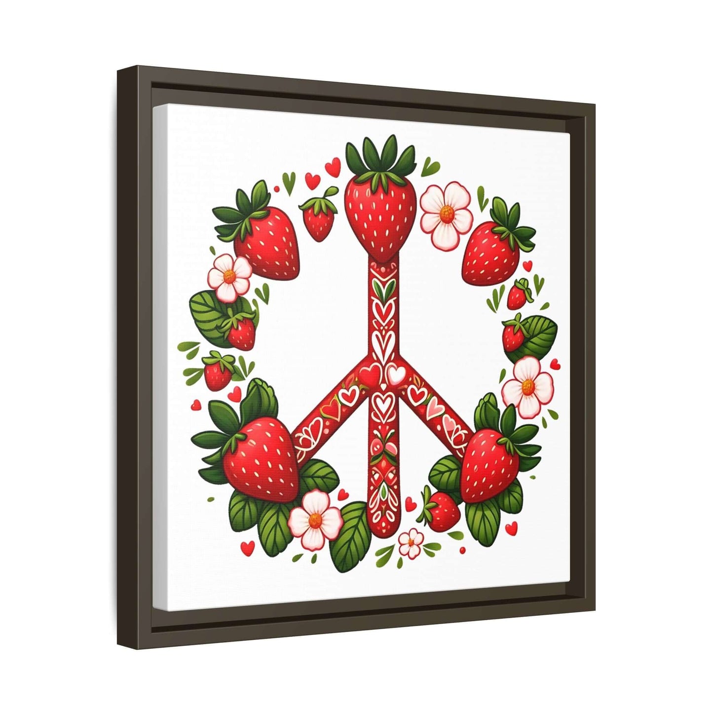 Strawberry Peace Sign Framed Matte Canvas Print (Multi-color)