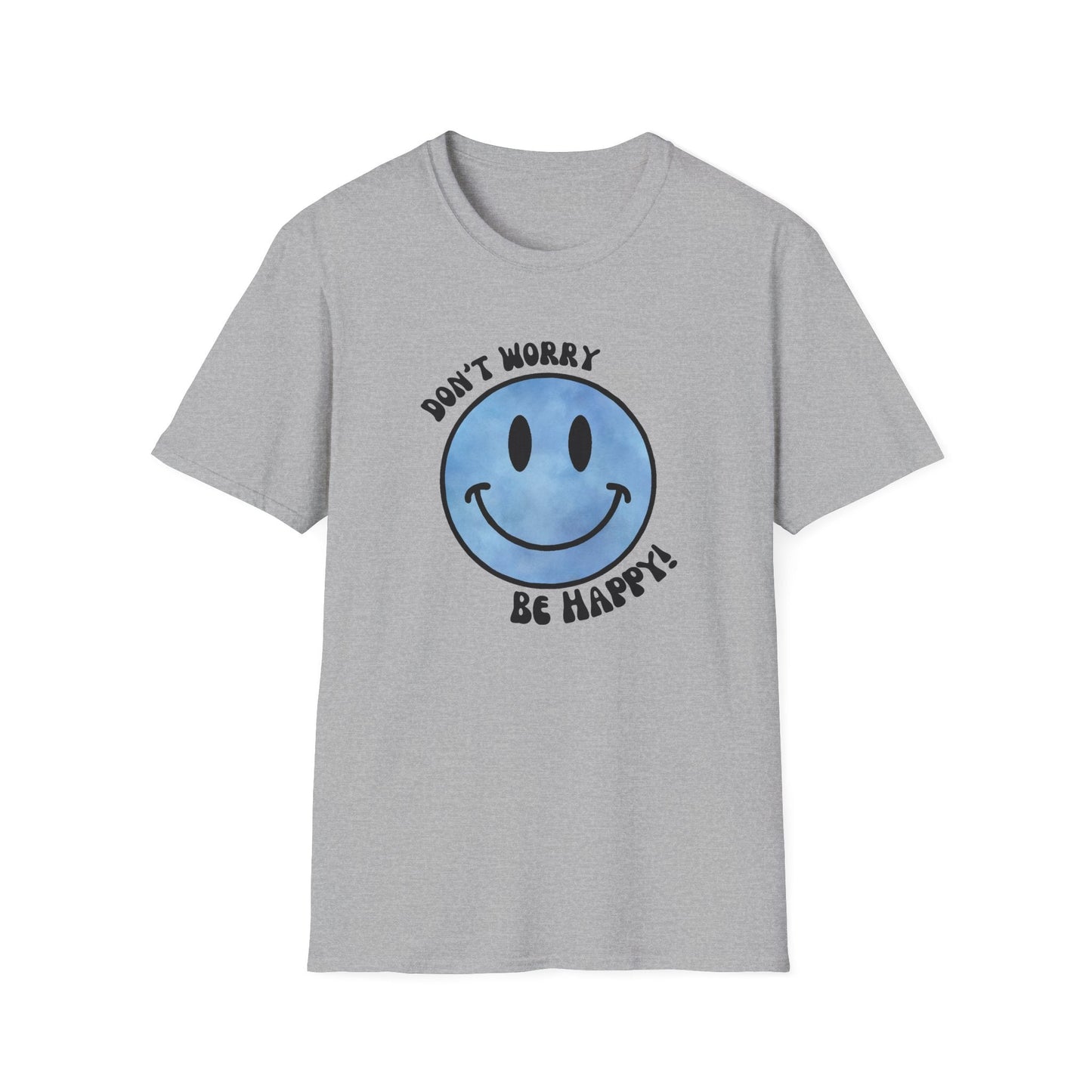 Don’t Worry, Be Happy! Blue Smiley Face Unisex T-Shirt
