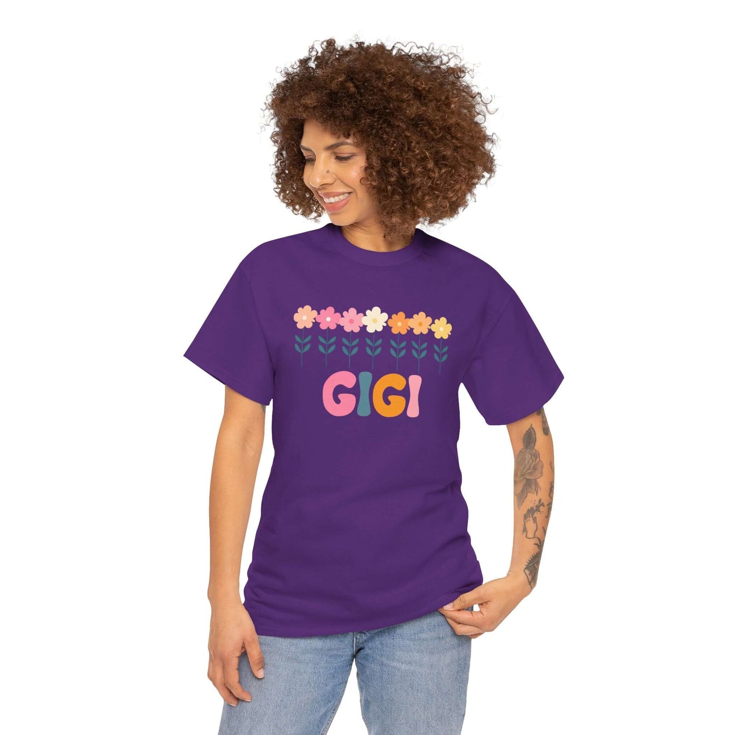 Daisy Gigi Unisex Unisex Heavy Cotton Tee | Retro Floral Grandmother Tee
