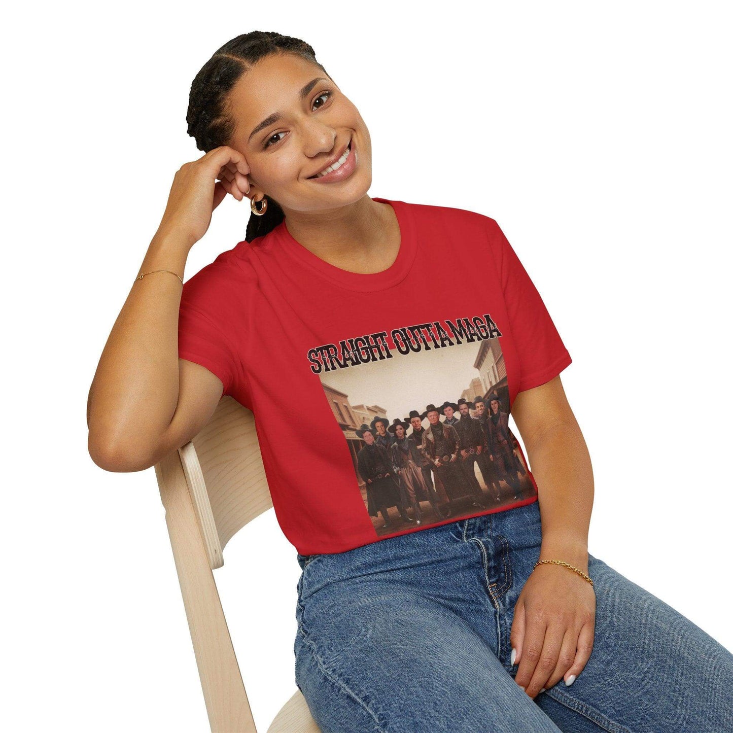 Straight Outta MAGA, Front design Unisex Softstyle T-Shirt - Crafty Harvest Designs