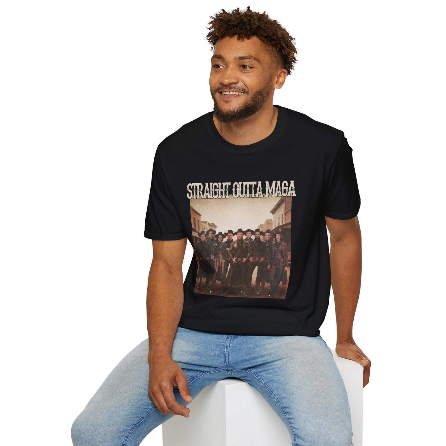 Straight Outta MAGA, Front design Unisex Softstyle T-Shirt - Crafty Harvest Designs