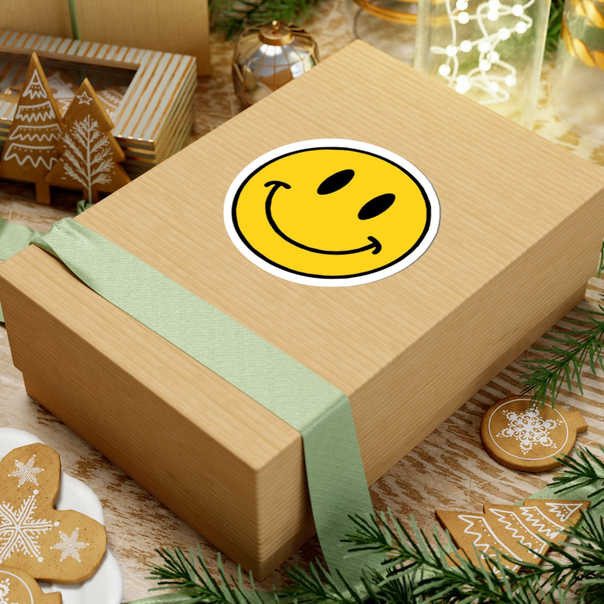 Classic Yellow Smiley Face Sticker | Kiss-Cut Vinyl Decal / Stickers