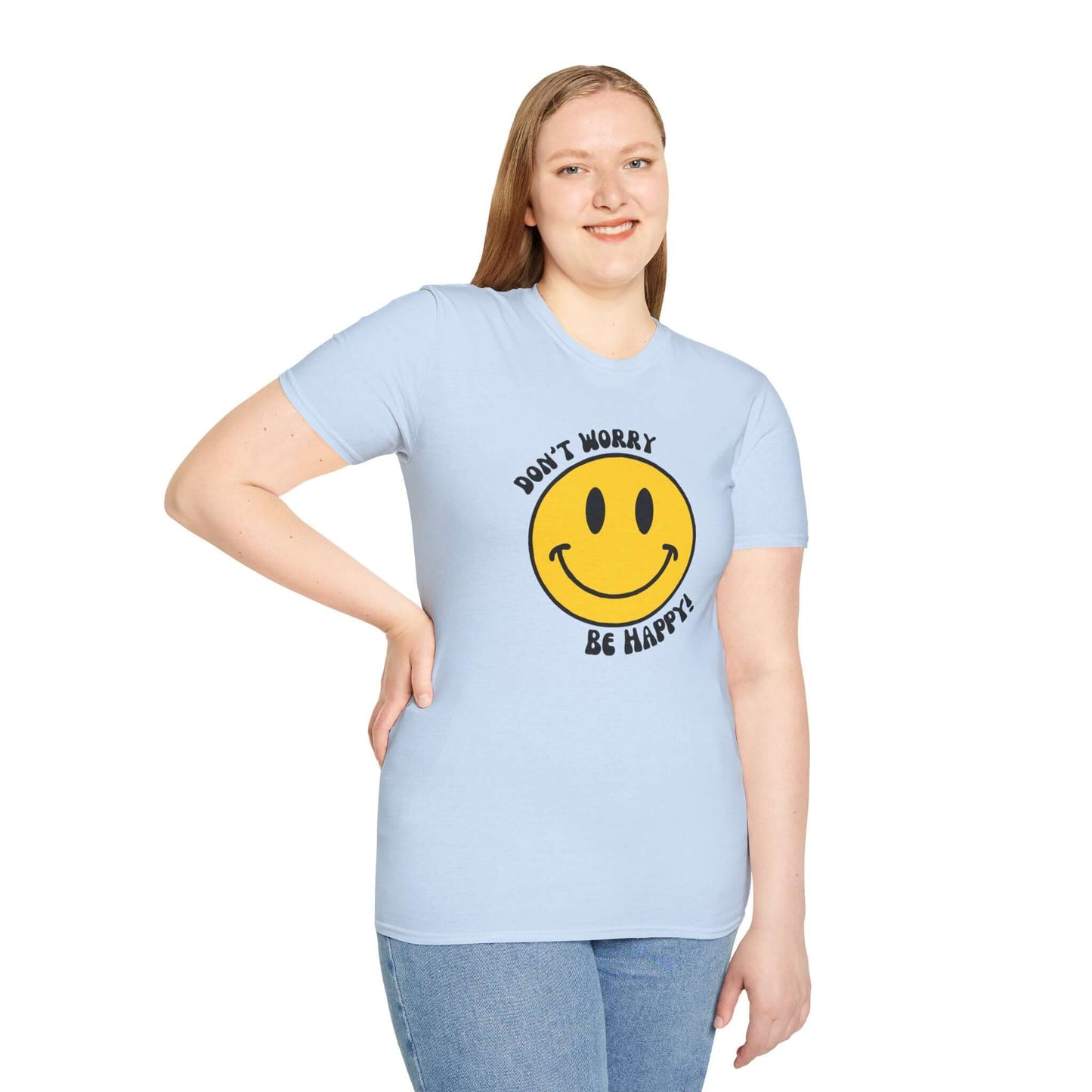 Don’t Worry, Be Happy! Yellow Smiley Face Unisex Softstyle T-Shirt