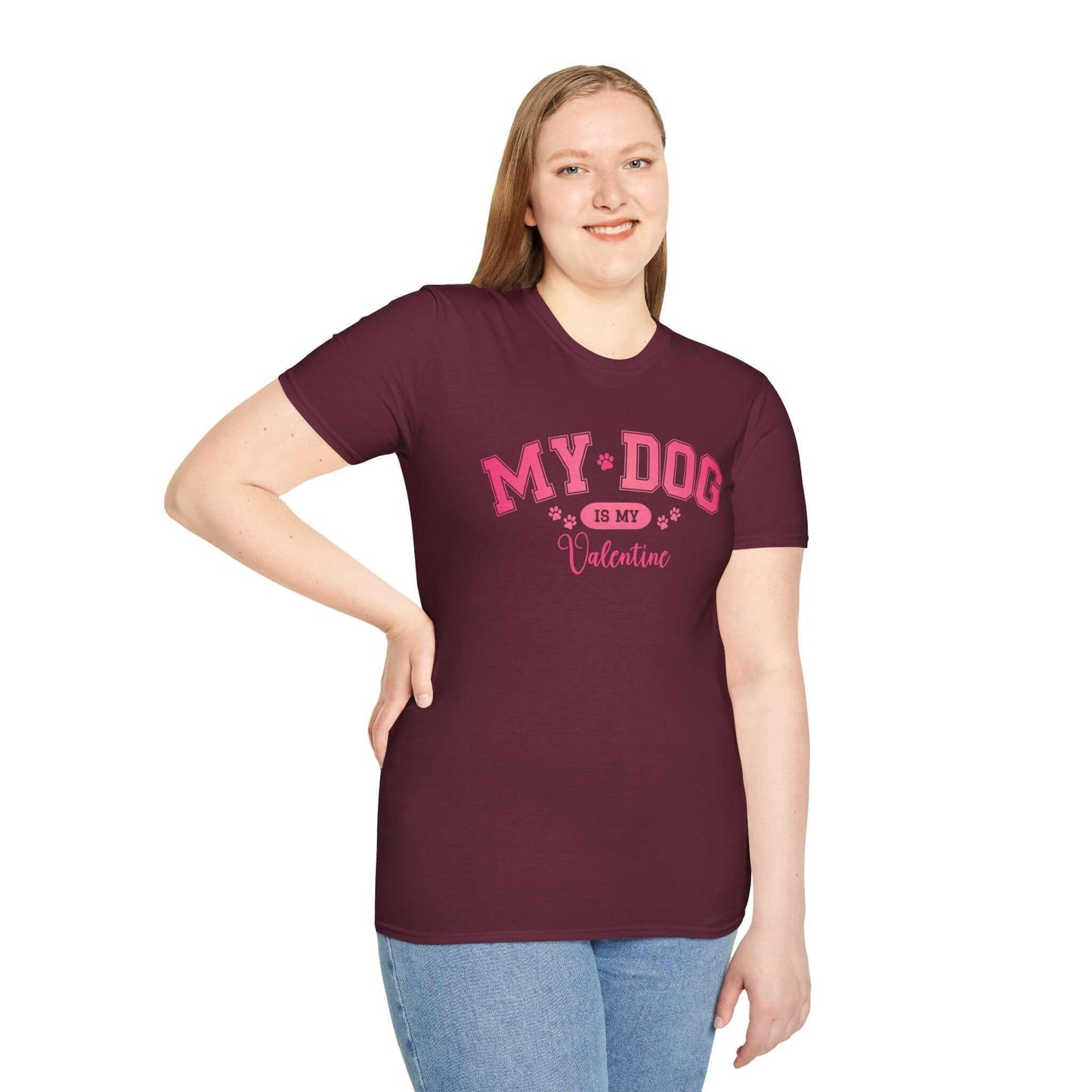 My Dog Is My Valentine T-Shirt | Unisex Softstyle Tee - Crafty Harvest Designs