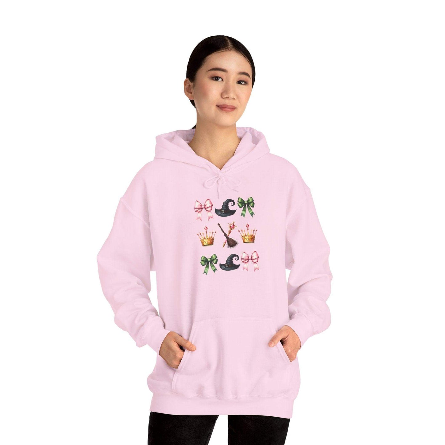 Green and Pink Coquette Bows, Unisex Heavy Blend™ Hooded Sweatshirt - Crafty Harvest Designs