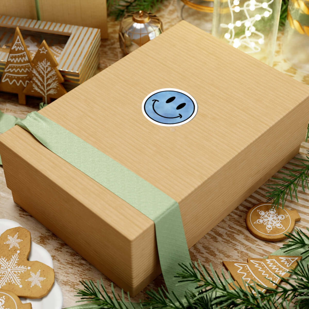 Blue Smiley Face Sticker | Kiss-Cut Vinyl Decal / Stickers