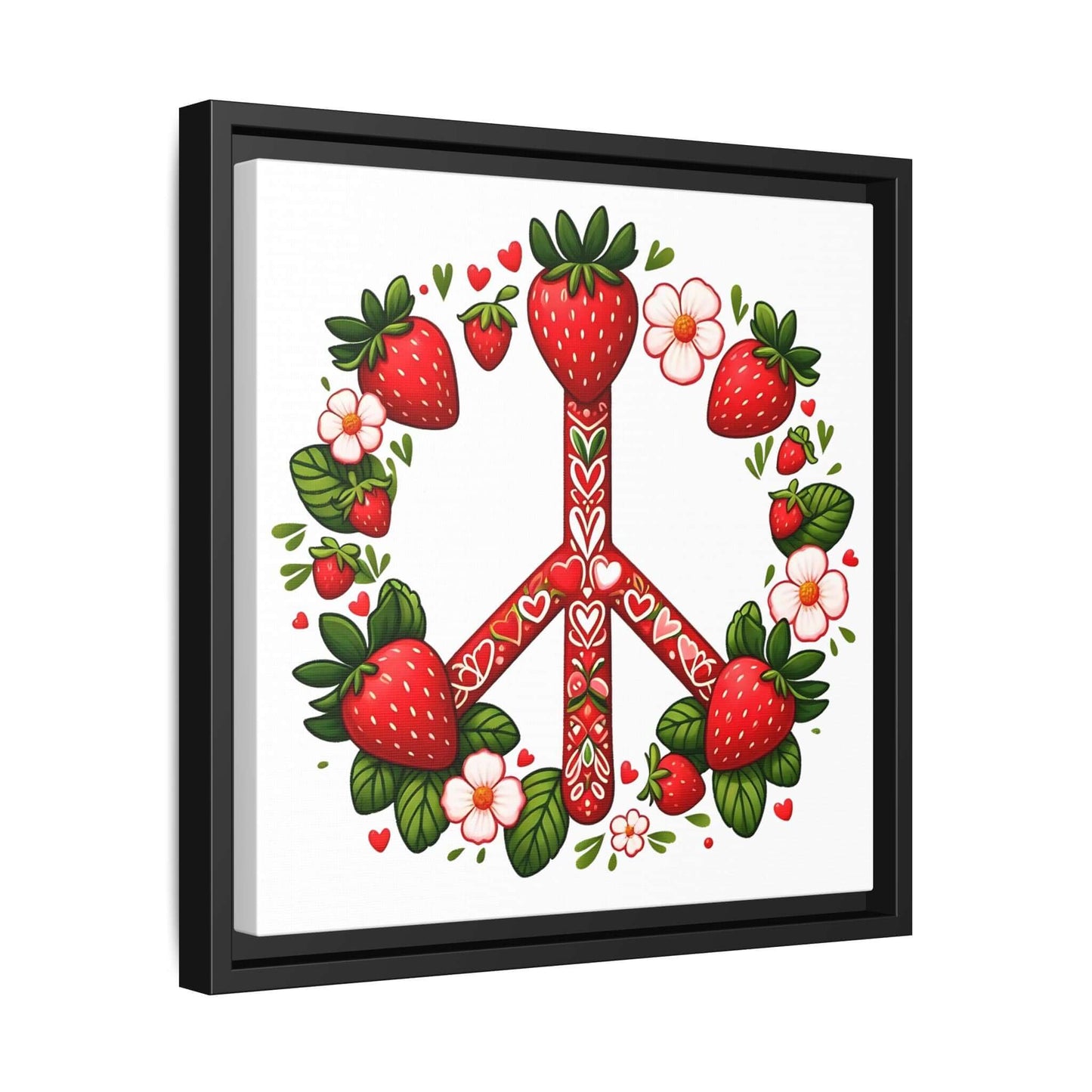 Strawberry Peace Sign Framed Matte Canvas Print (Multi-color)