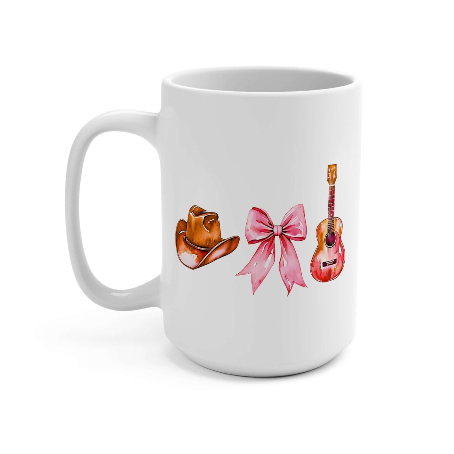 Western Country 15oz White Ceramic Mug | Cowgirl Coffee Cup
