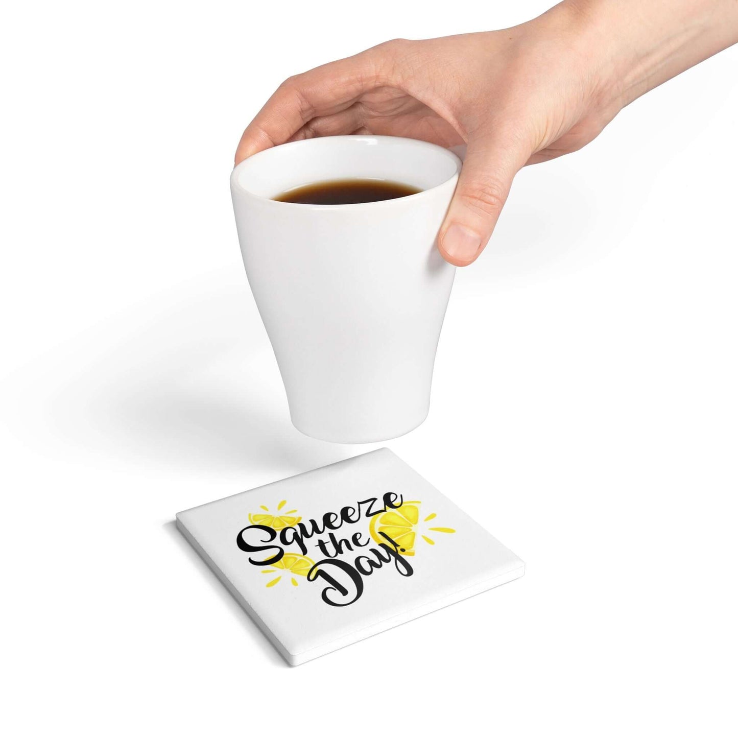 Squeeze the Day Ceramic Coaster | Round & Square Options