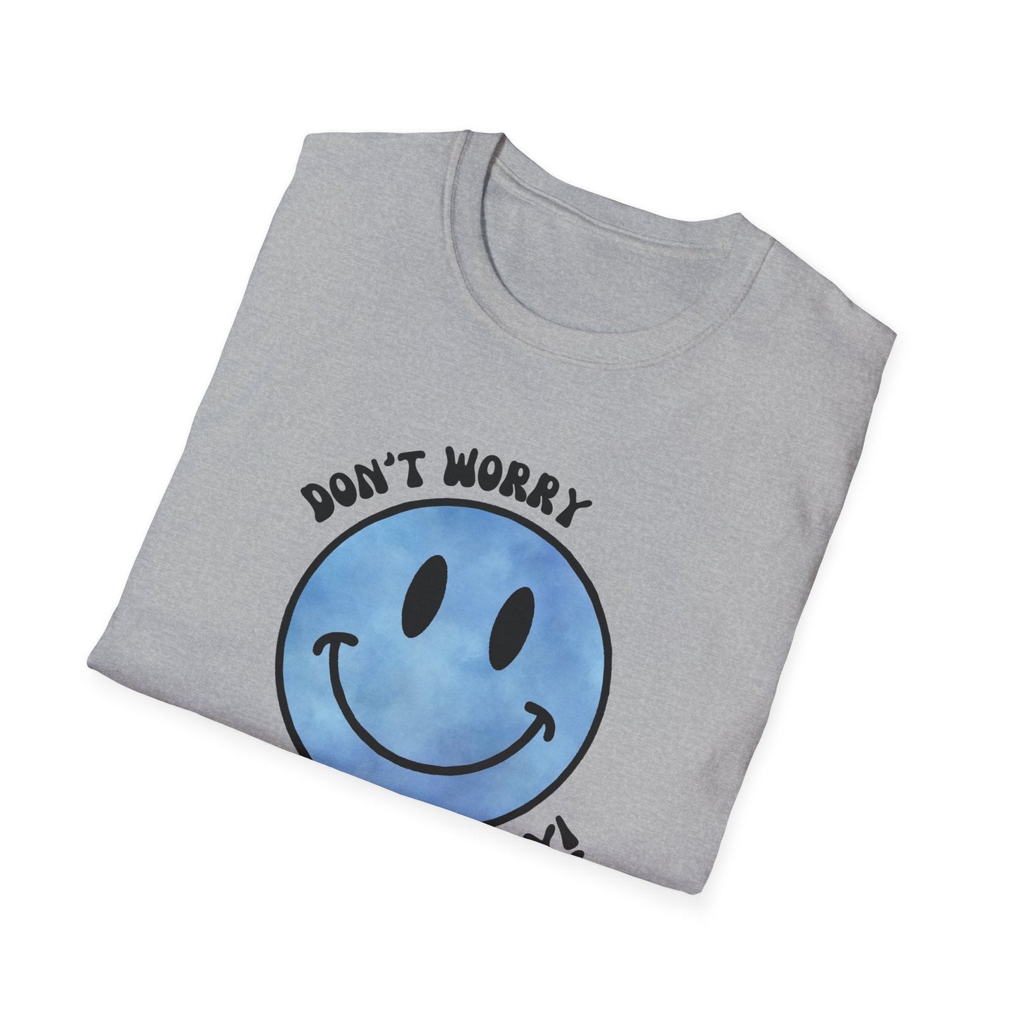 Don’t Worry, Be Happy! Blue Smiley Face Unisex T-Shirt