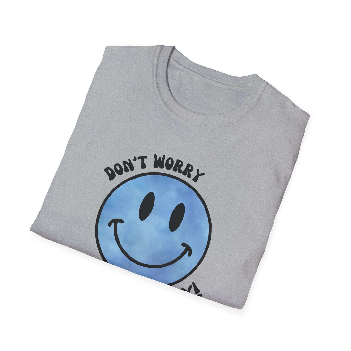 Don’t Worry, Be Happy! Blue Smiley Face Unisex T-Shirt