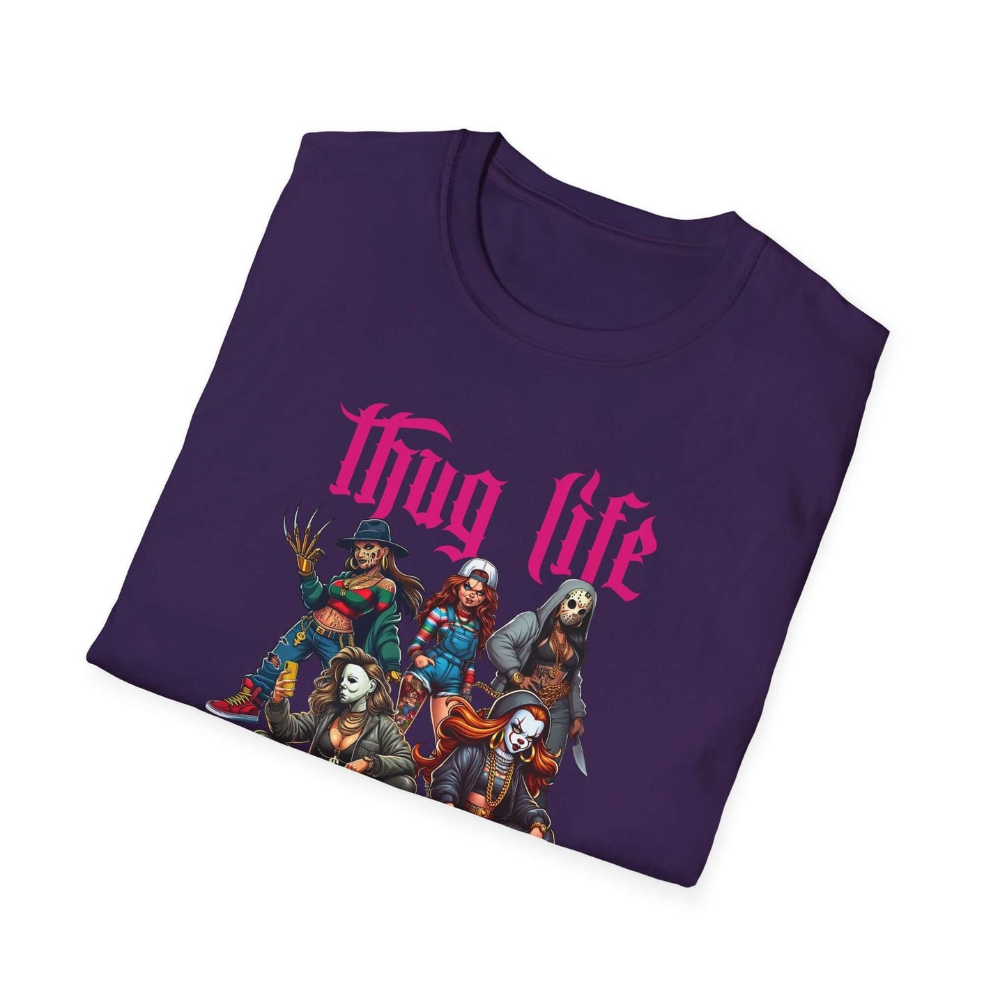 Lady Thug Life Pink Font Horror Character Unisex Softstyle T-Shirt
