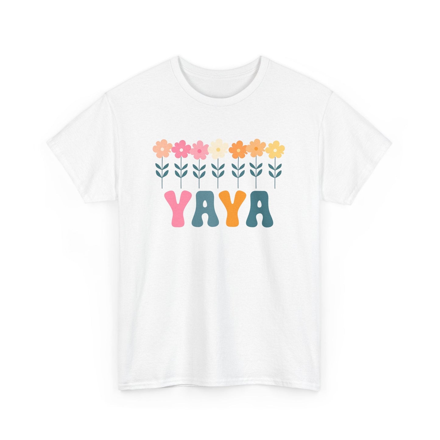 Floral Yaya Unisex Heavy Cotton Tee | Retro Daisy Yaya Shirt