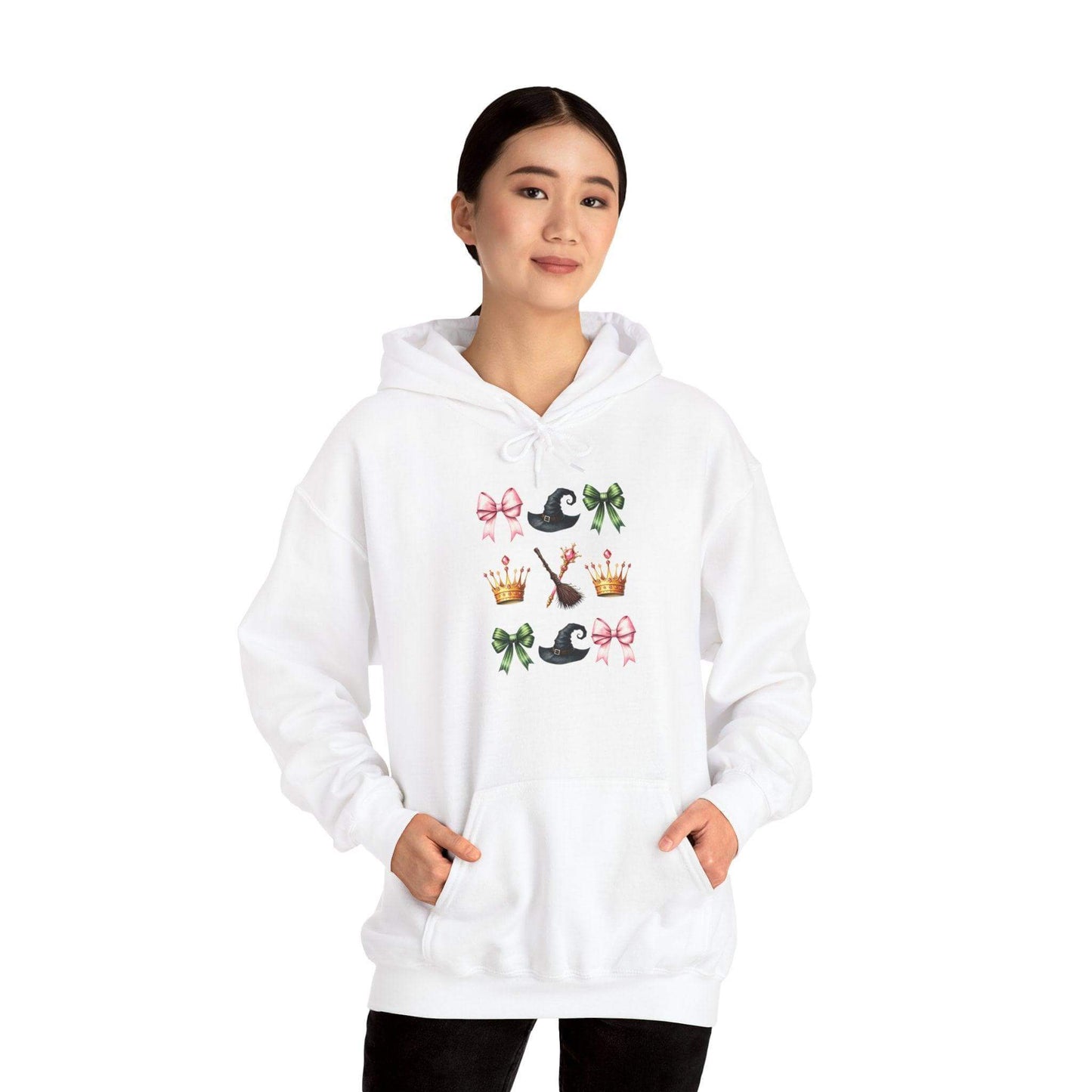 Green and Pink Coquette Bows, Unisex Heavy Blend™ Hooded Sweatshirt - Crafty Harvest Designs