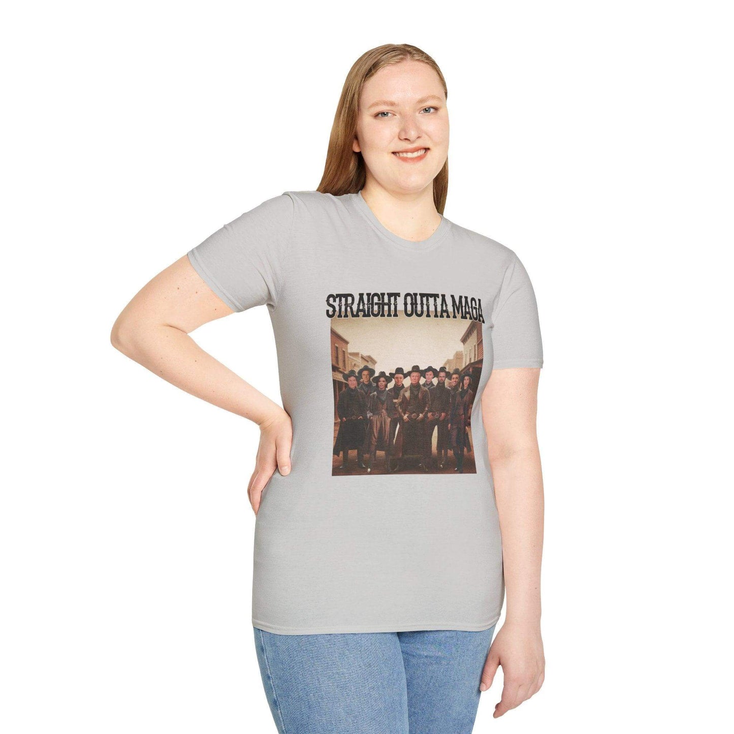 Straight Outta MAGA, Front design Unisex Softstyle T-Shirt - Crafty Harvest Designs