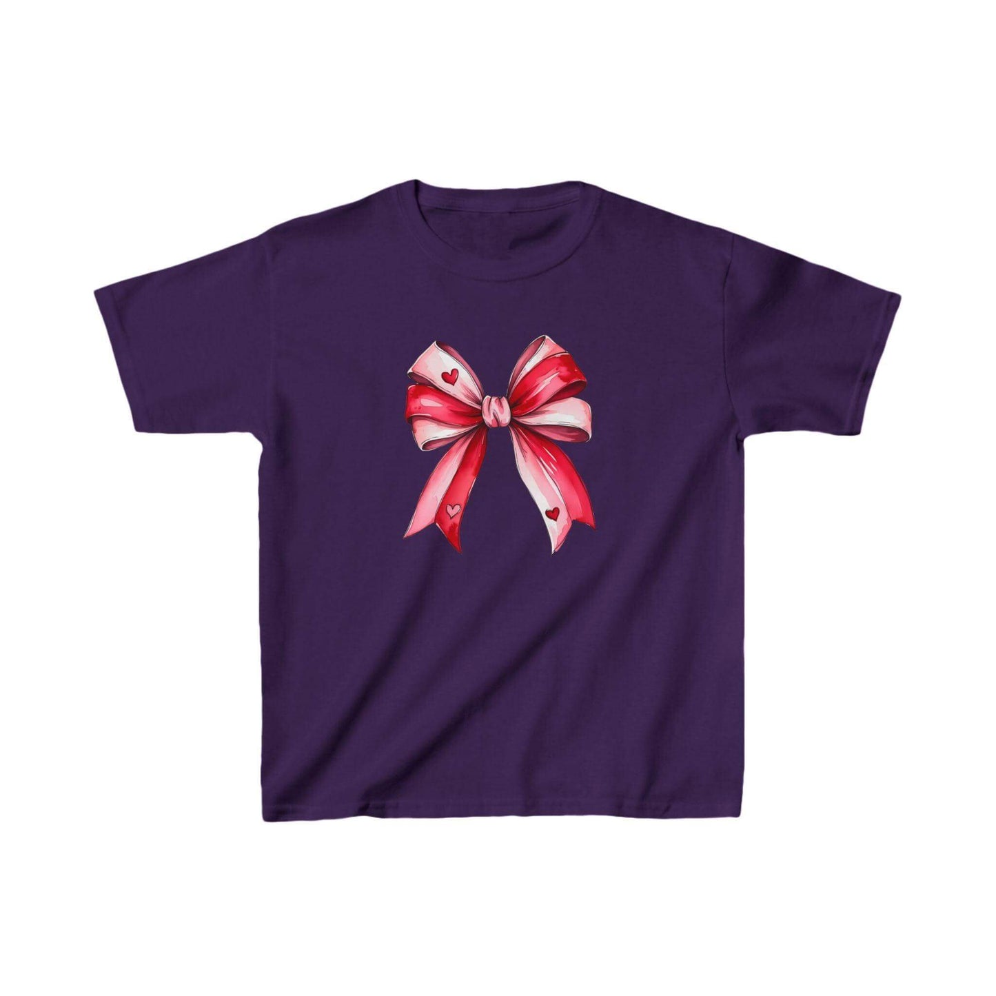 Pink & Red Watercolor Bow Kids’ T-Shirt – Sweet Style for Little Trendsetters! - Crafty Harvest Designs