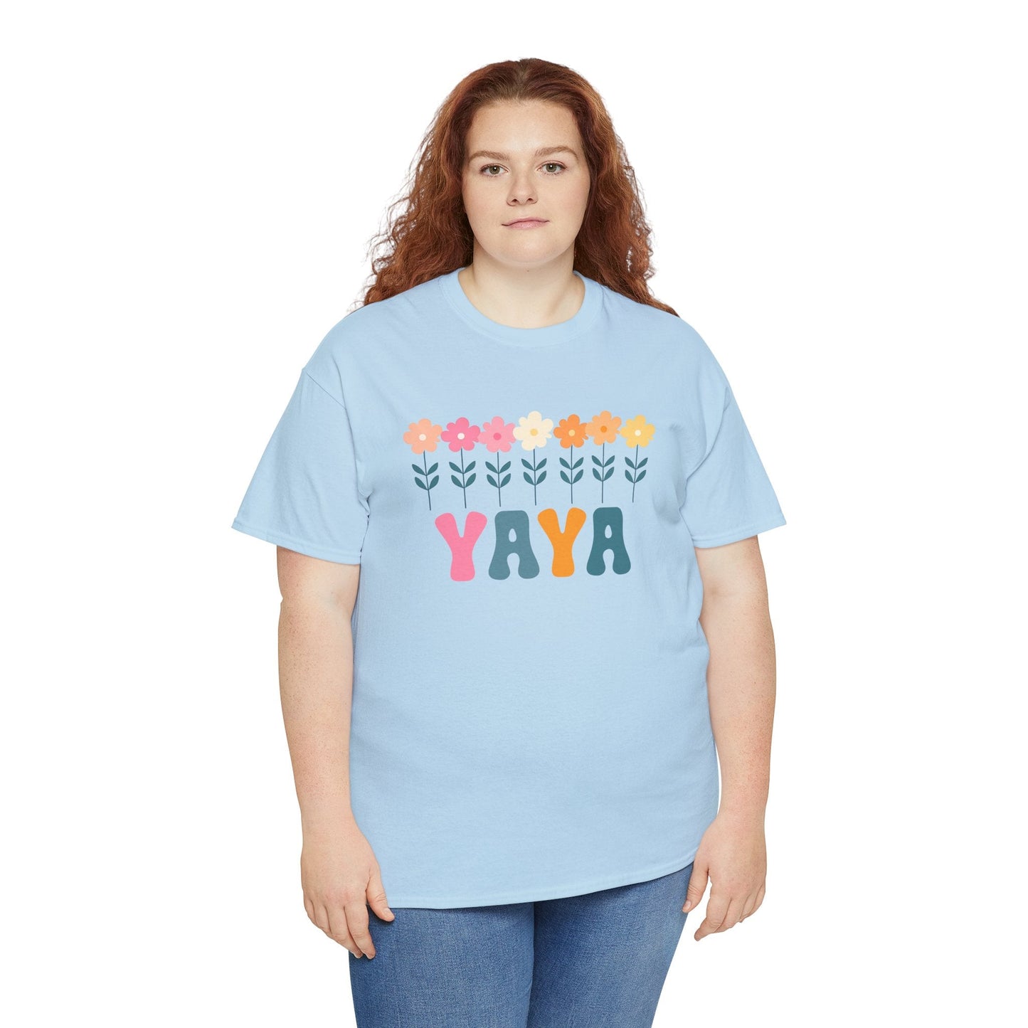 Floral Yaya Unisex Heavy Cotton Tee | Retro Daisy Yaya Shirt