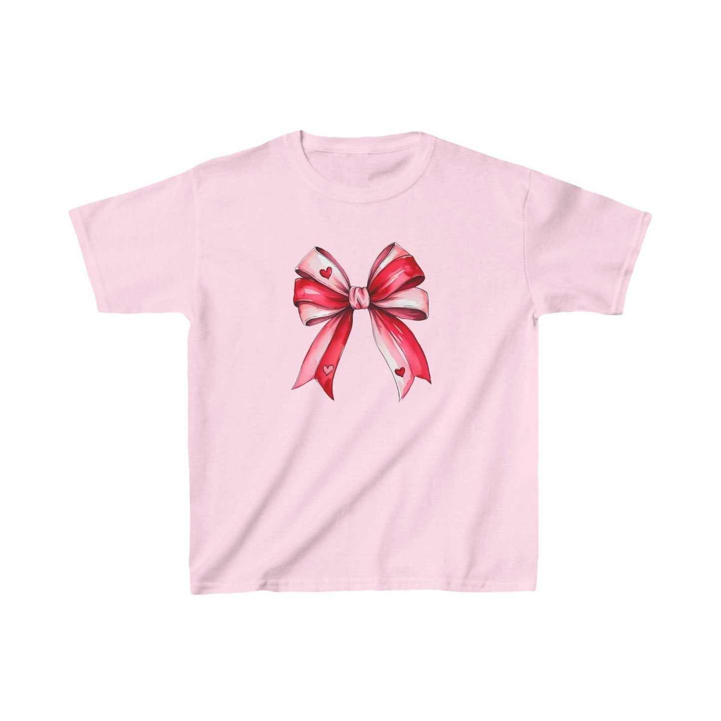 Pink & Red Watercolor Bow Kids’ T-Shirt – Sweet Style for Little Trendsetters! - Crafty Harvest Designs