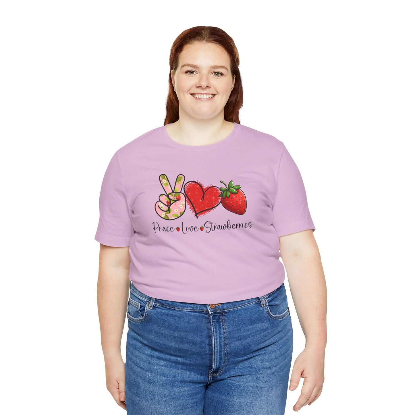 Peace Love Strawberries Unisex Jersey Short Sleeve Tee | Soft & Stylish Tee