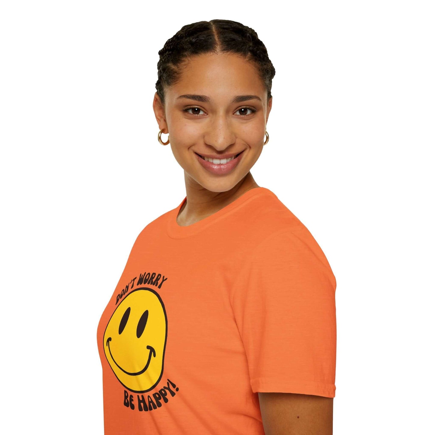 Don’t Worry, Be Happy! Yellow Smiley Face Unisex Softstyle T-Shirt