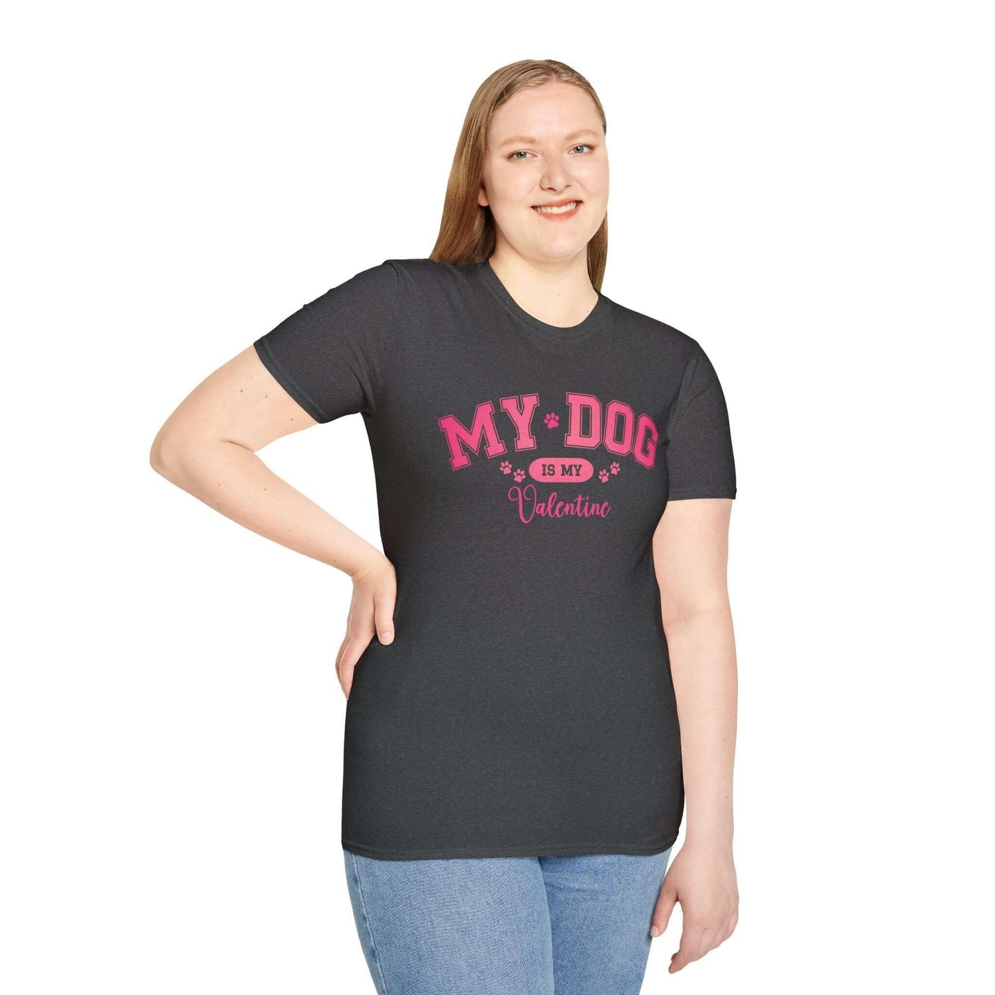 My Dog Is My Valentine T-Shirt | Unisex Softstyle Tee - Crafty Harvest Designs