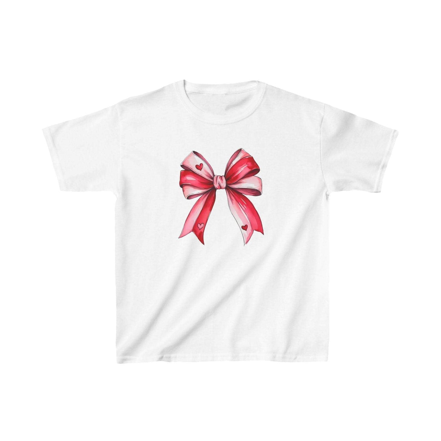 Pink & Red Watercolor Bow Kids’ T-Shirt – Sweet Style for Little Trendsetters! - Crafty Harvest Designs