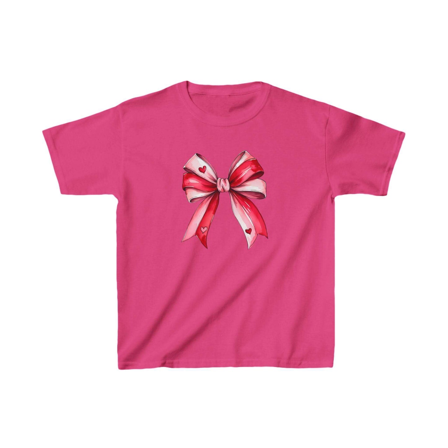 Pink & Red Watercolor Bow Kids’ T-Shirt – Sweet Style for Little Trendsetters! - Crafty Harvest Designs