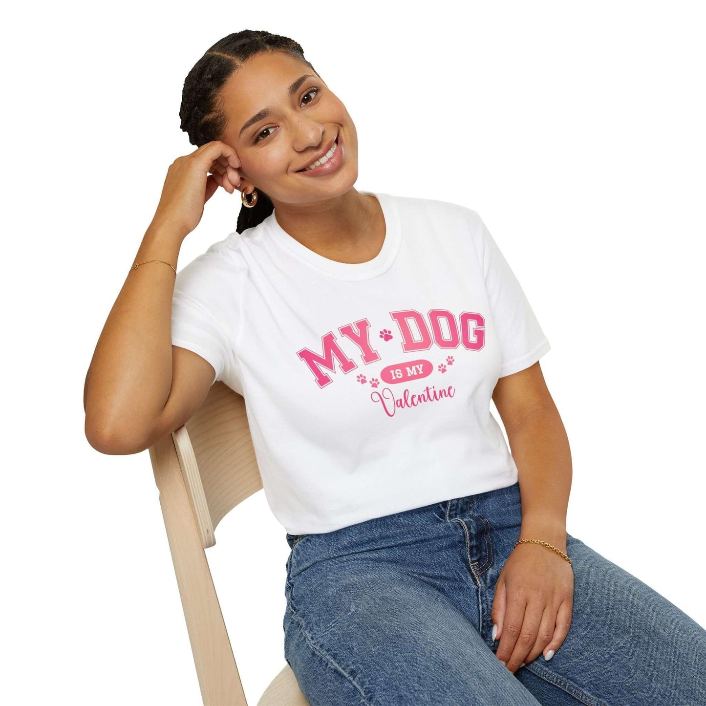My Dog Is My Valentine T-Shirt | Unisex Softstyle Tee - Crafty Harvest Designs