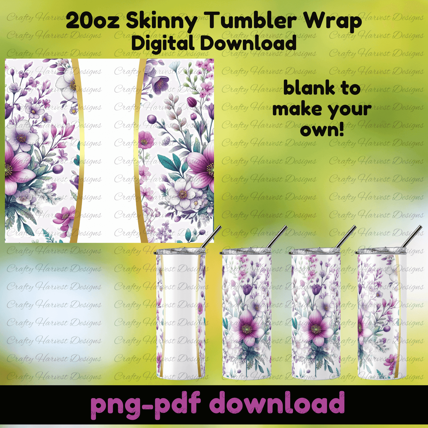 Floral Mama tumbler wrap, purple and pink flowers, 20oz skinny sublimation