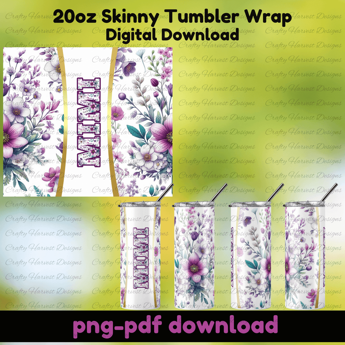 Floral Aunt tumbler wrap, pink floral graphics, 20oz skinny sublimation