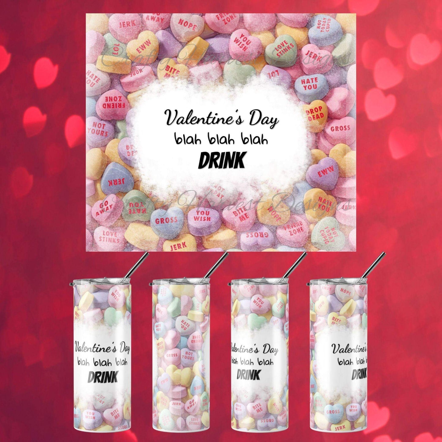 Valentine’s Day Tumbler Wrap Bundle - 20oz Skinny (PNG & PDF) - Crafty Harvest Designs