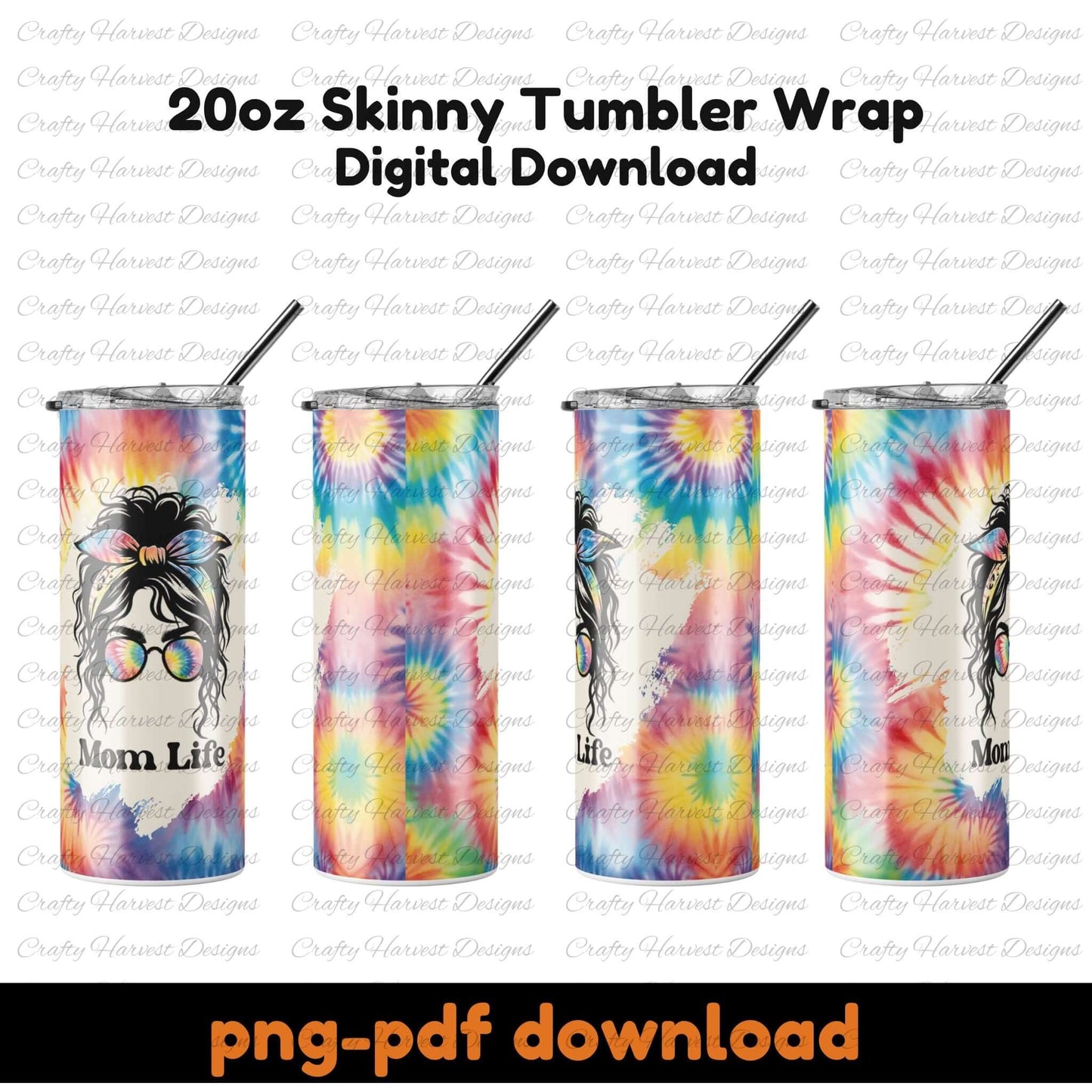 Mom Life Tie-Dye 20oz Tumbler Wrap – Digital Download