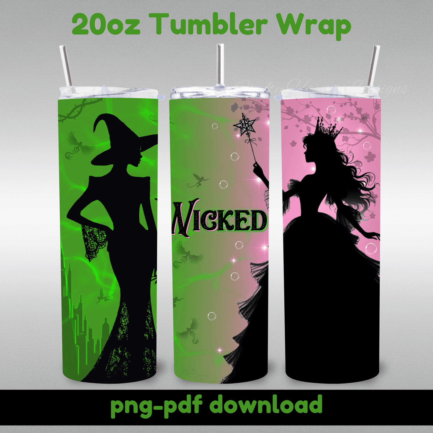 20oz Tumbler Wrap | Wicked Magic Digital Design PNG - Crafty Harvest Designs