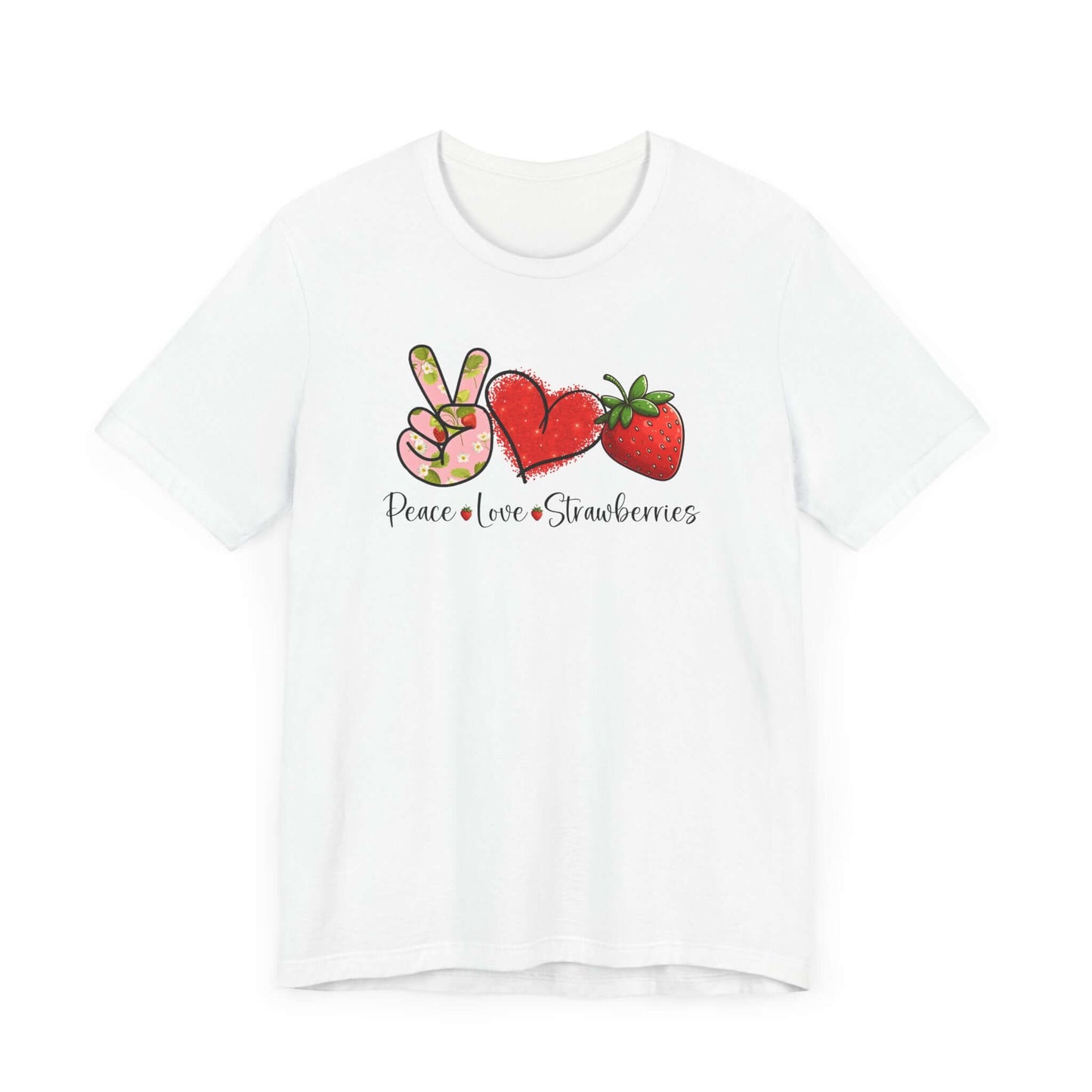 Peace Love Strawberries Unisex Jersey Short Sleeve Tee | Soft & Stylish Tee