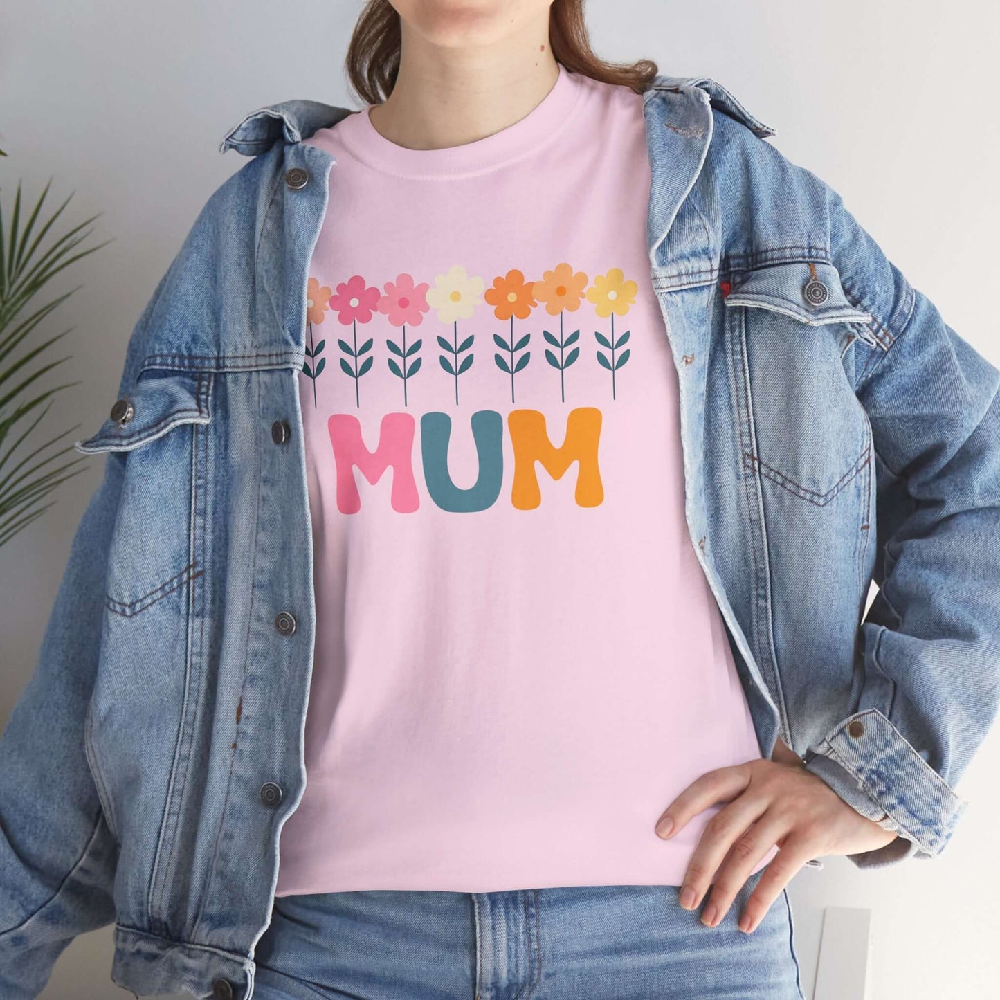 Floral Mum Unisex Heavy Cotton Tee | Retro Flower Mum Shirt