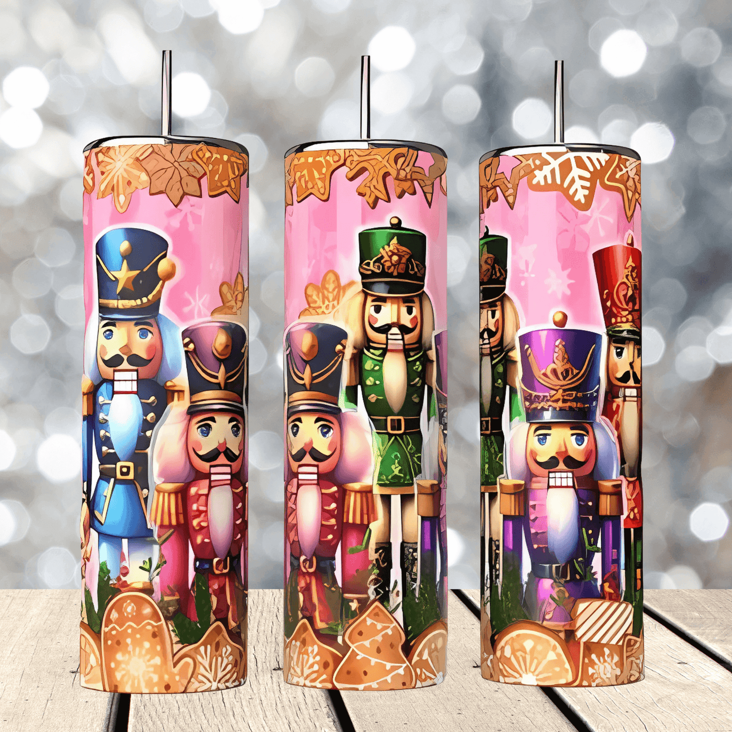 20oz Skinny Tumbler Wrap | Nutcracker Christmas PNG Download - Crafty Harvest Designs