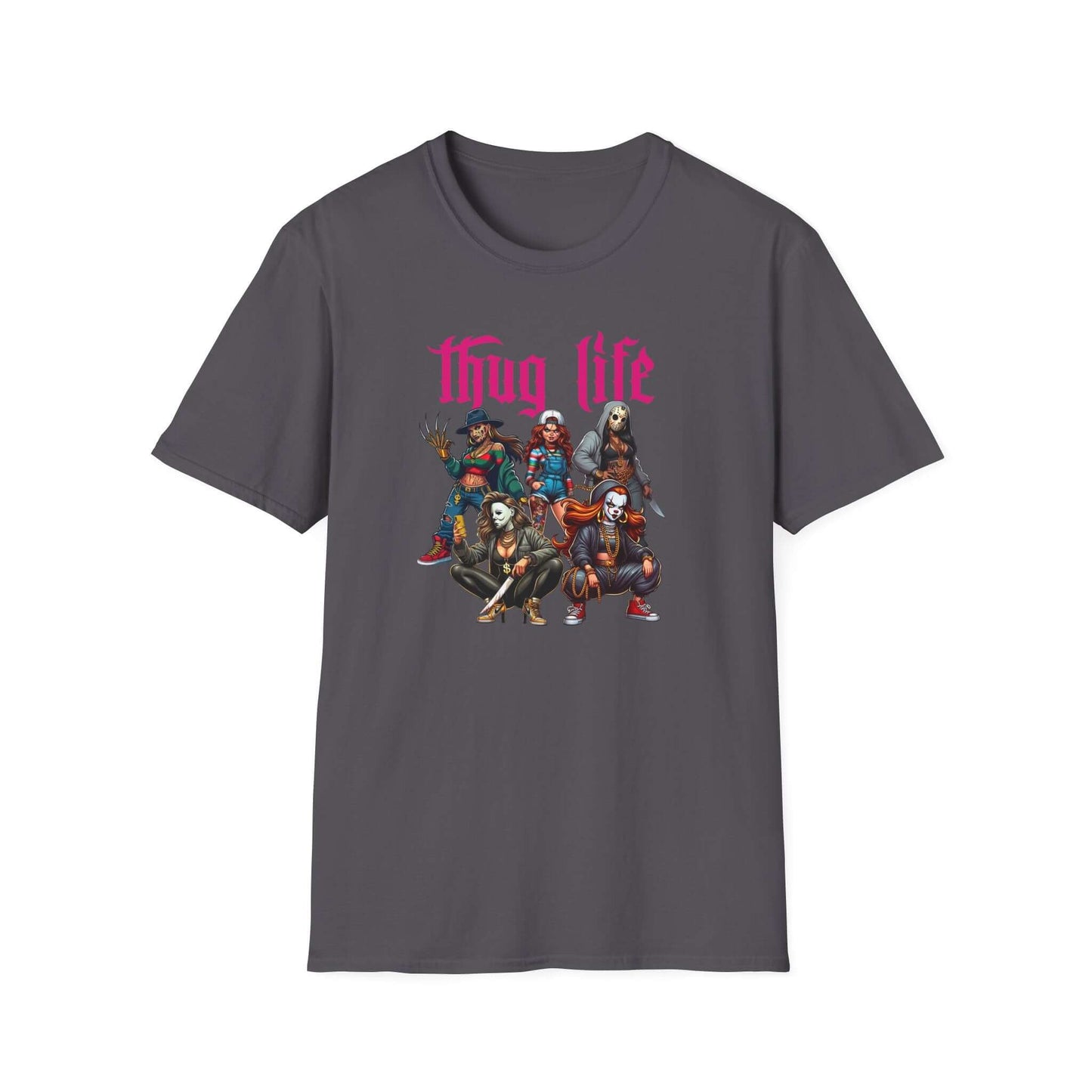 Lady Thug Life Pink Font Horror Character Unisex Softstyle T-Shirt