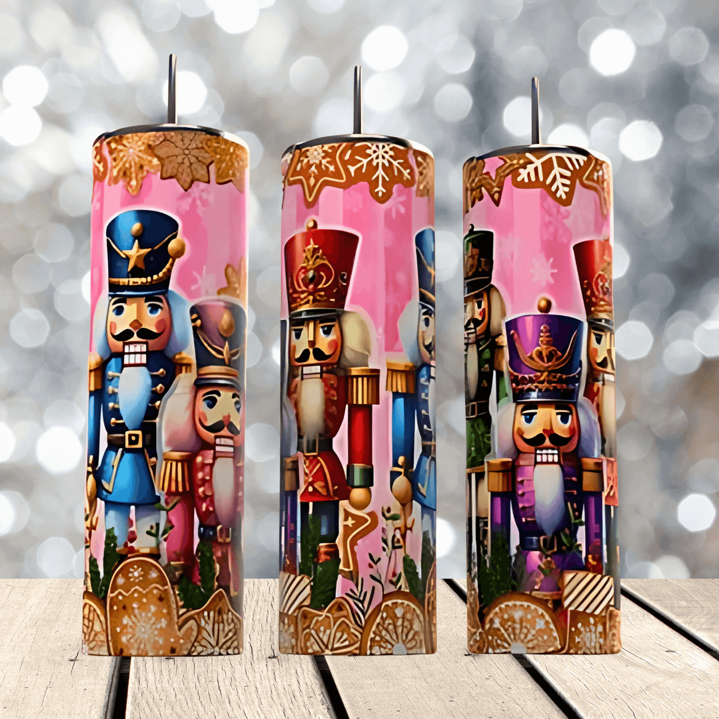 20oz Skinny Tumbler Wrap | Nutcracker Christmas PNG Download - Crafty Harvest Designs