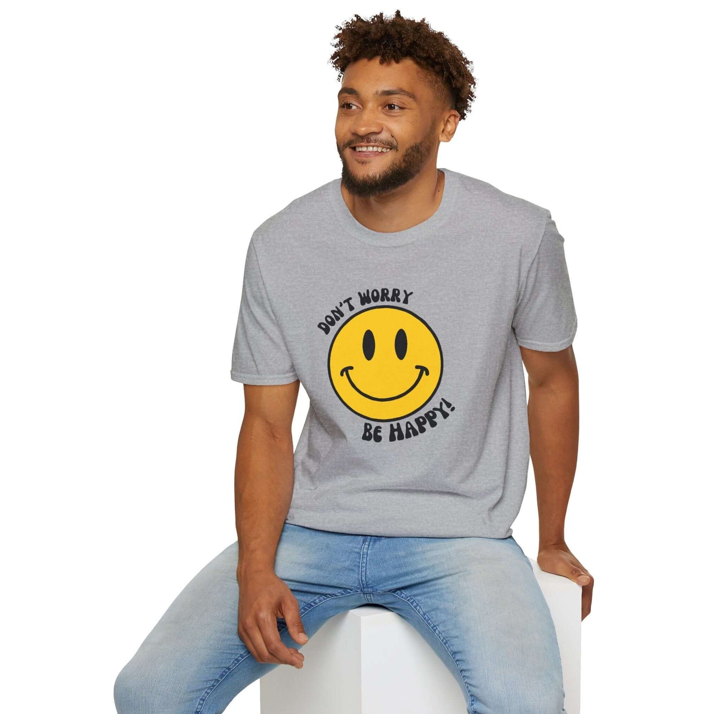 Don’t Worry, Be Happy! Yellow Smiley Face Unisex Softstyle T-Shirt