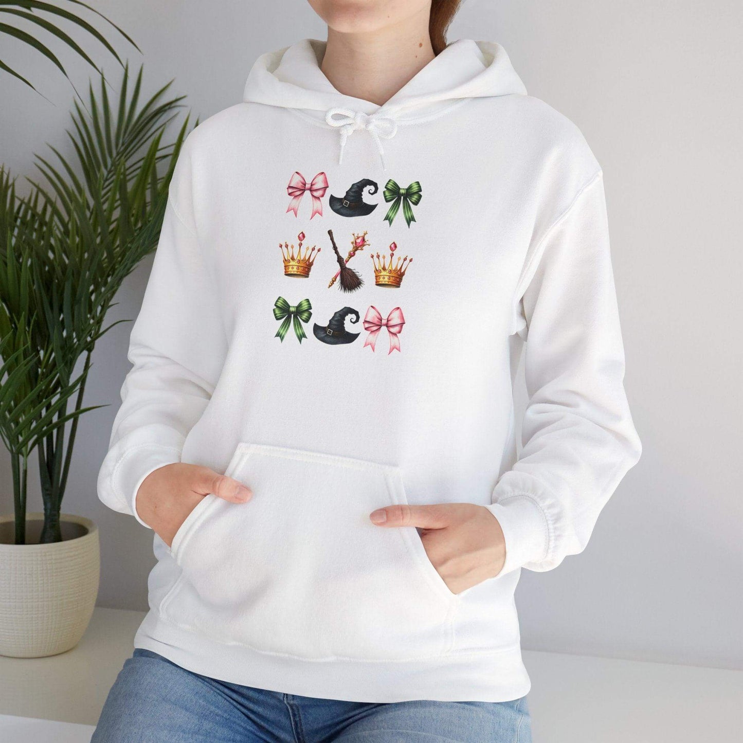 Green and Pink Coquette Bows, Unisex Heavy Blend™ Hooded Sweatshirt - Crafty Harvest Designs