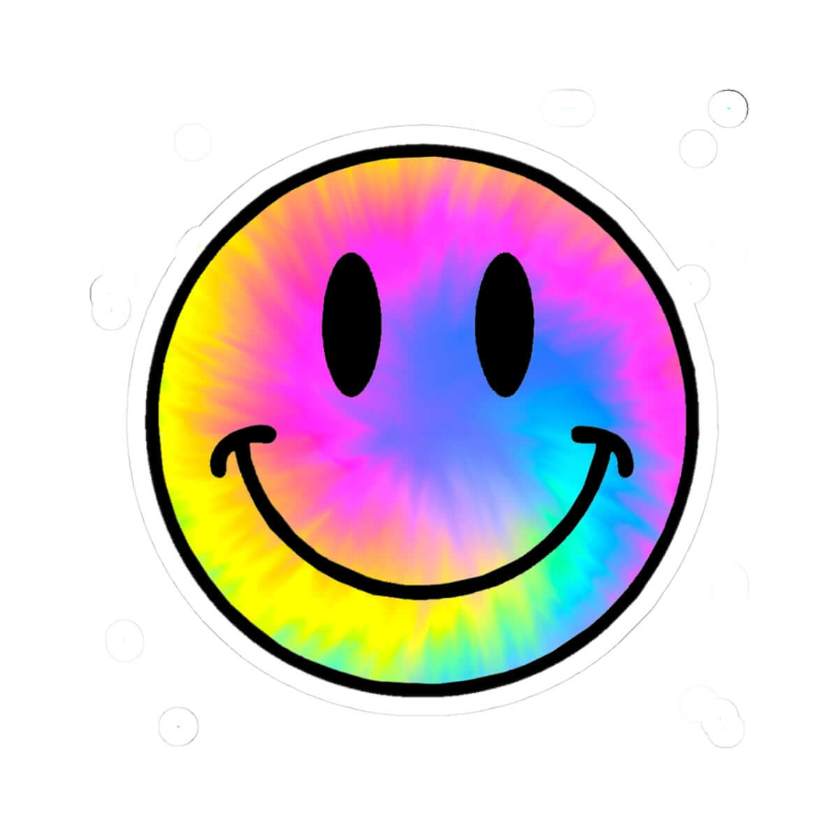 Rainbow Tie-Dye Smiley Face Sticker | Kiss-Cut Vinyl Decal / Stickers