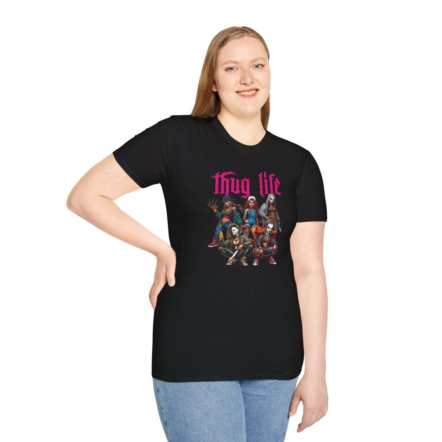 Lady Thug Life Pink Font Horror Character Unisex Softstyle T-Shirt