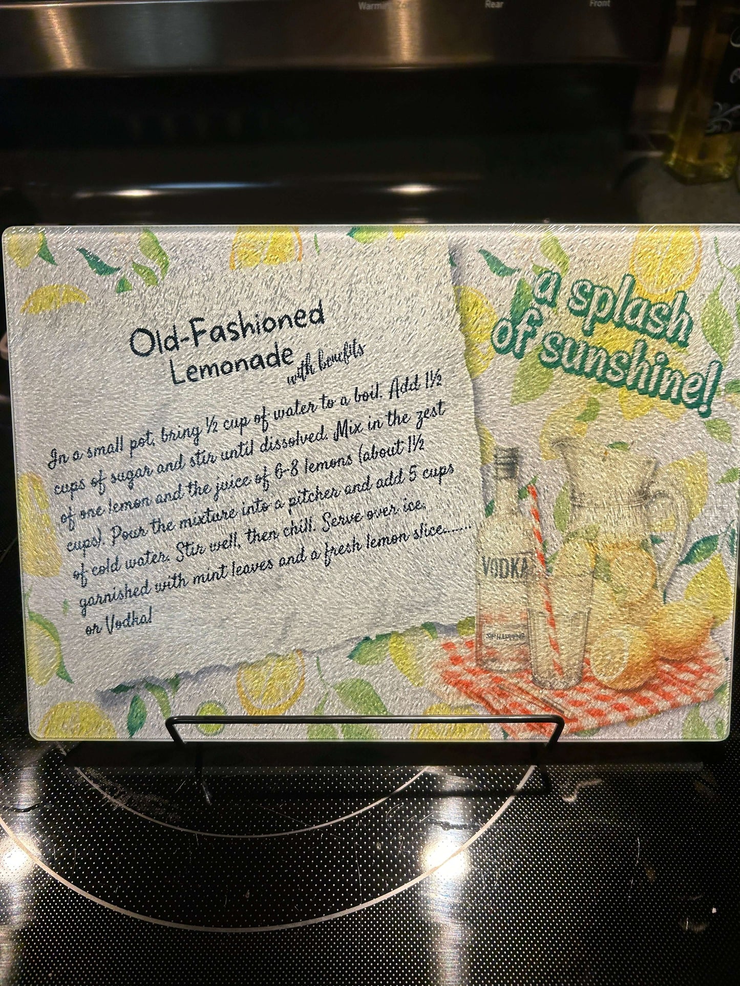 Old-Fashioned Lemonade Recipe | Glass Cutting Board PNG – Digital Download