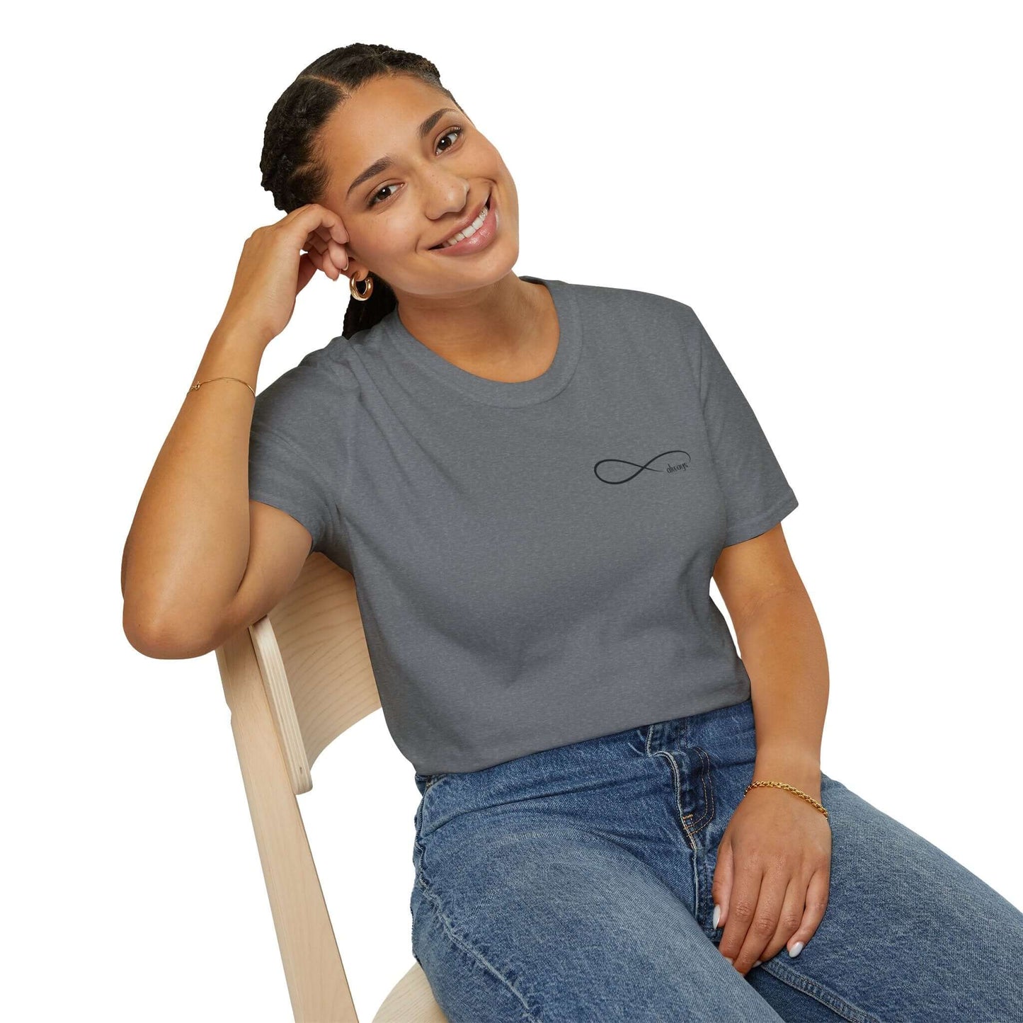 Infinity symbol “Dear Person Behind Me, you matter, always!” Motivational Unisex Softstyle T-Shirt