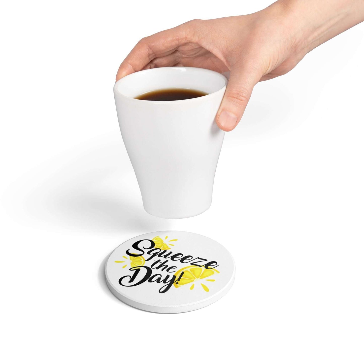 Squeeze the Day Ceramic Coaster | Round & Square Options
