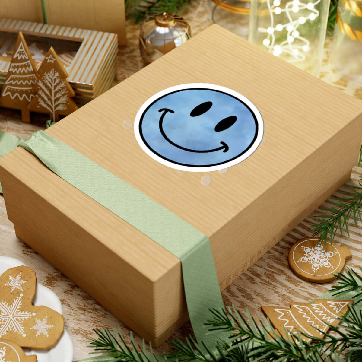Blue Smiley Face Sticker | Kiss-Cut Vinyl Decal / Stickers