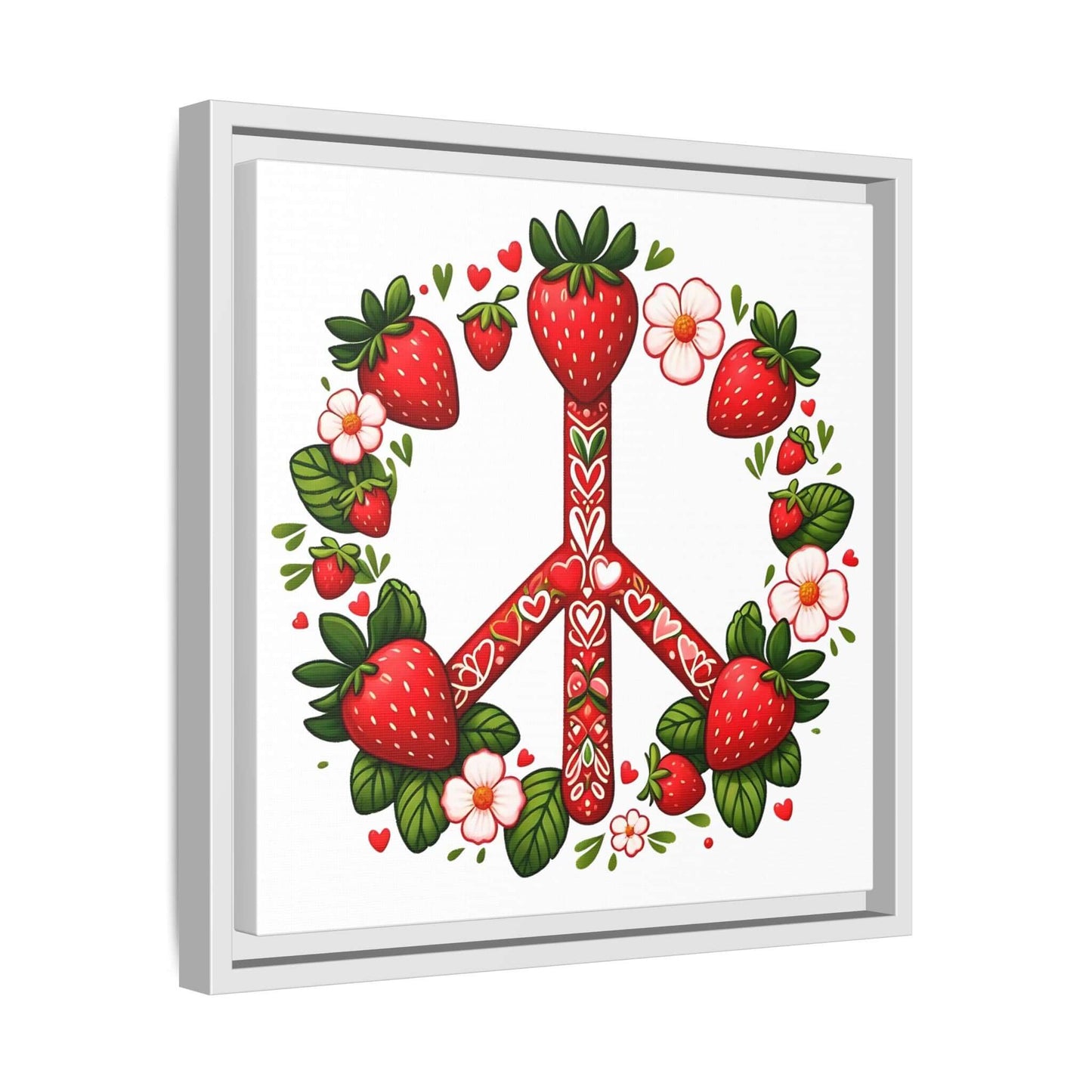 Strawberry Peace Sign Framed Matte Canvas Print (Multi-color)