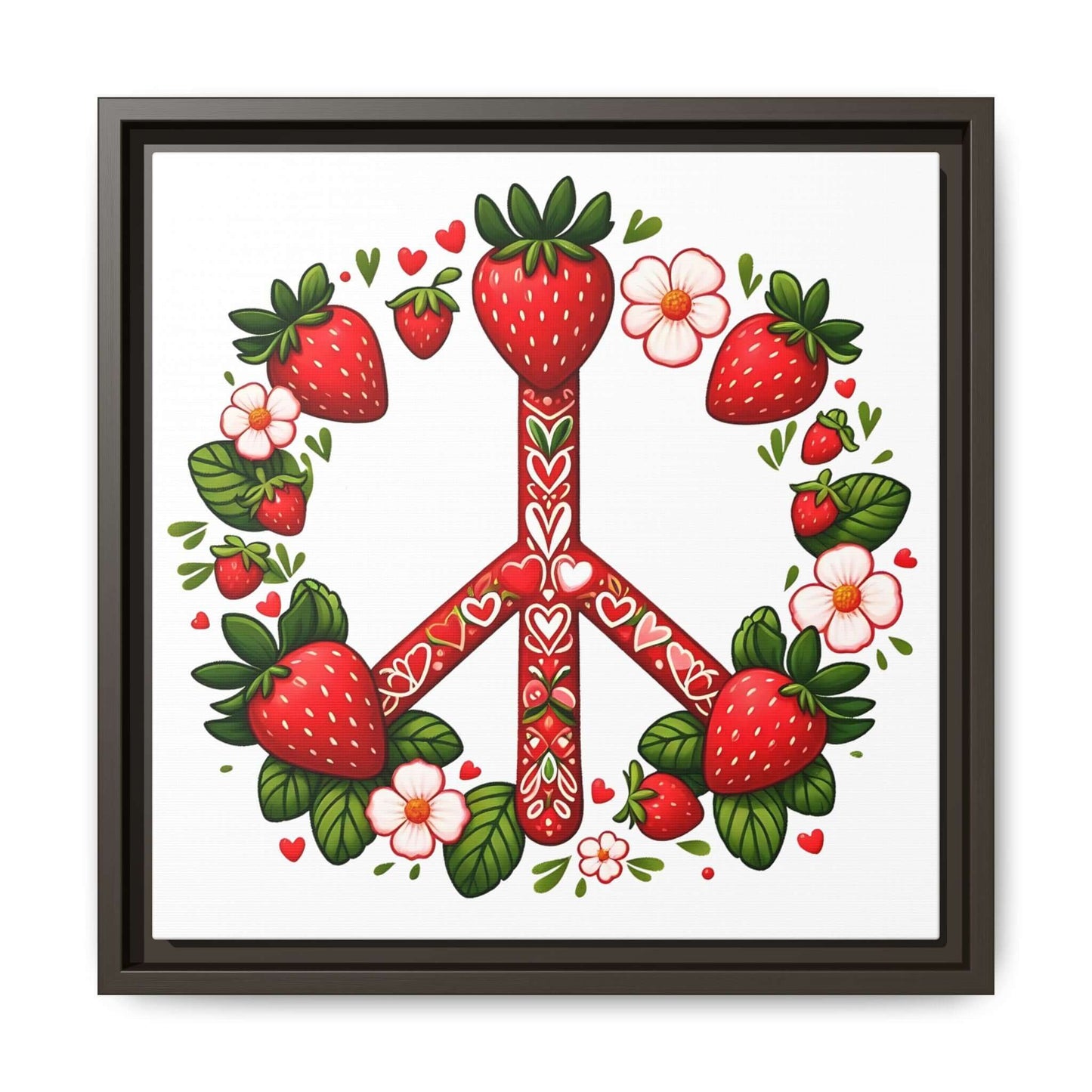 Strawberry Peace Sign Framed Matte Canvas Print (Multi-color)