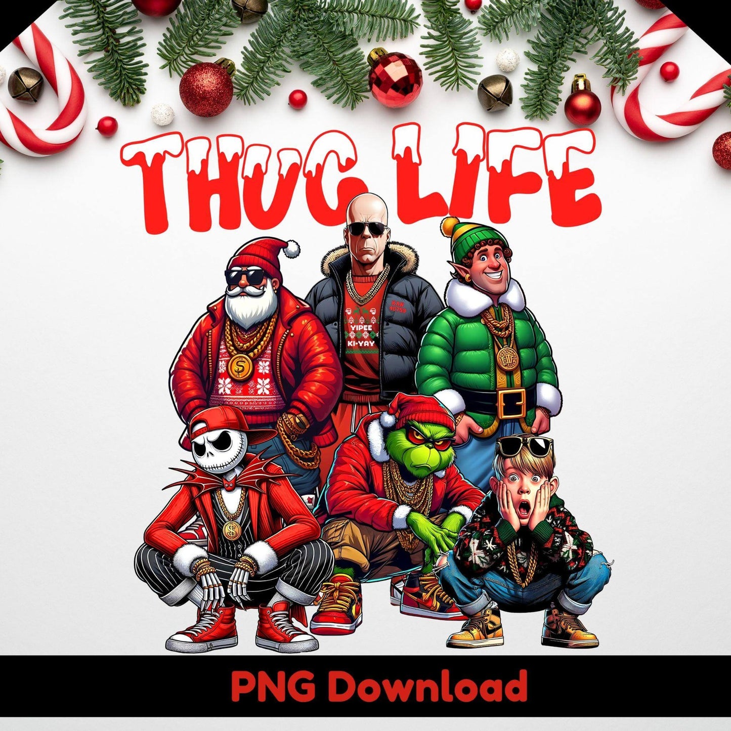 Epic Thug Life Christmas Bundle | 6 Designs with Font Choices PNG - Crafty Harvest Designs